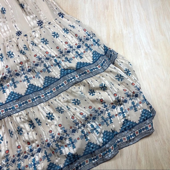 Joie Sorne B Silk Printed Popover Elastic Waist Maxi Dress in Pesca Size Medium - Picture 10 of 13